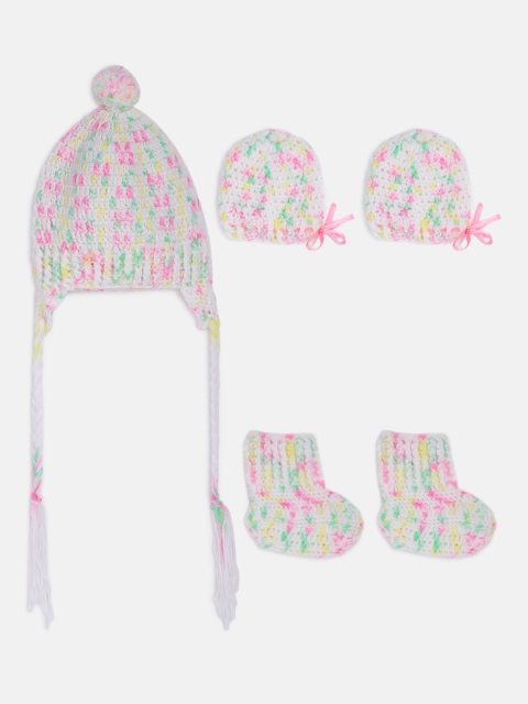 

Magic Needles Baby Multi-Coloured Handmade Cap & Booties Set