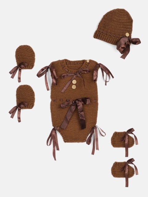 

Magic Needles Infant Brown Handmade Crochet Apparel Gift Set