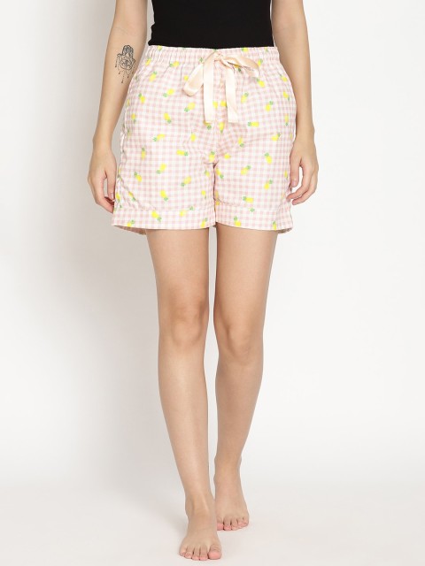 

COASTLAND Women Pink Checked Lounge Shorts