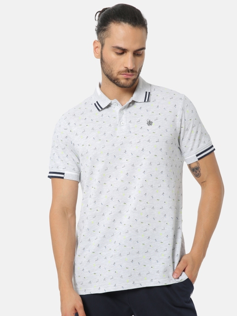 

Cultsport Men Grey Printed Flydry Polo Collar T-shirt