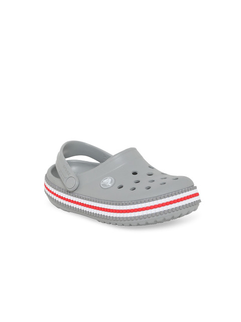 

Crocs Crocband Boys Grey Red Striped Clogs
