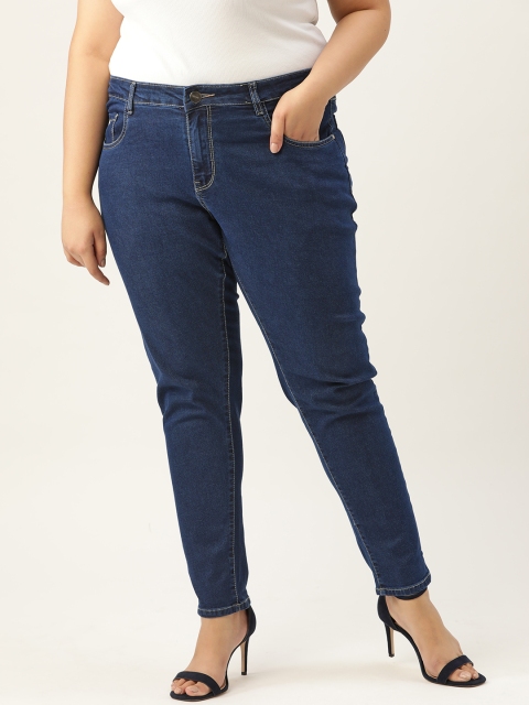 

Sztori Women Plus Size Navy Blue Skinny Fit Stretchable Jeans
