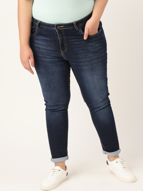 

Sztori Women Plus Size Navy Blue Solid Skinny Fit Light Fade Stretchable Jeans