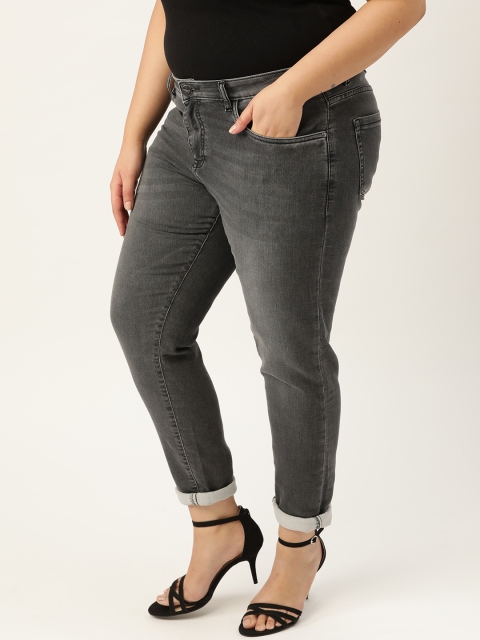 

Sztori Women Plus Size Charcoal Grey Skinny Fit Light Fade Stretchable Jeans