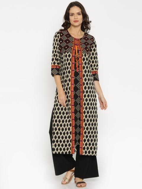 

Anouk Women Black Printed Straight Kurta