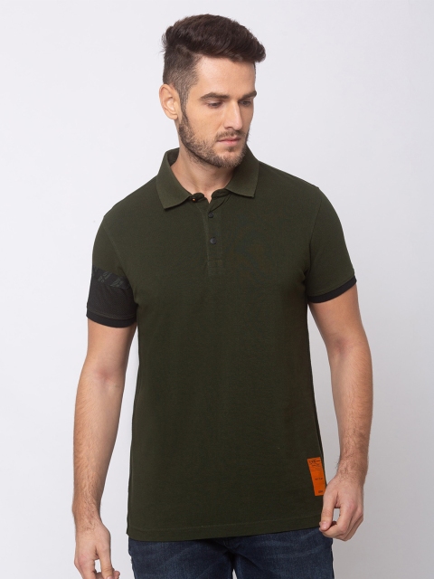 

SPYKAR Men Green Solid Polo Collar T-shirt