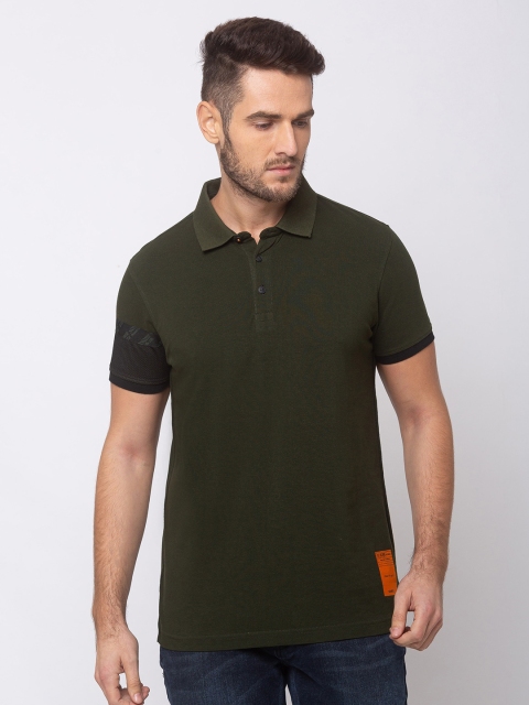 

SPYKAR Men Green Solid Polo Collar T-shirt