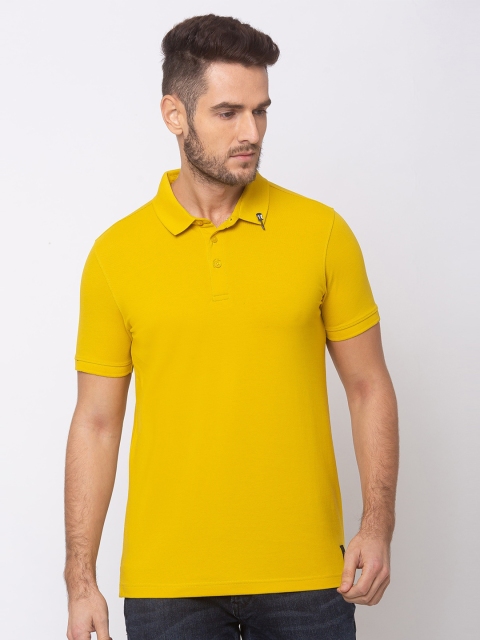 

SPYKAR Men Yellow Solid Polo Collar Cotton T-shirt