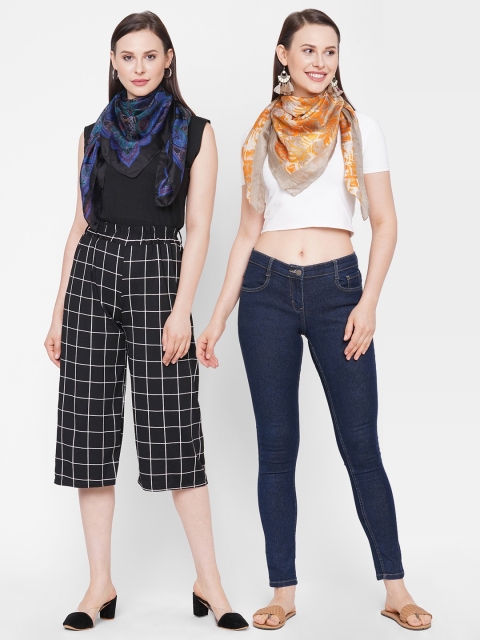 

Get Wrapped Women Pack Of 2 Square Printed Scarf, Yellow
