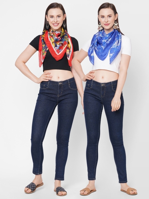 

Get Wrapped Women Pack of 2 Blue & Red Printed Scarf