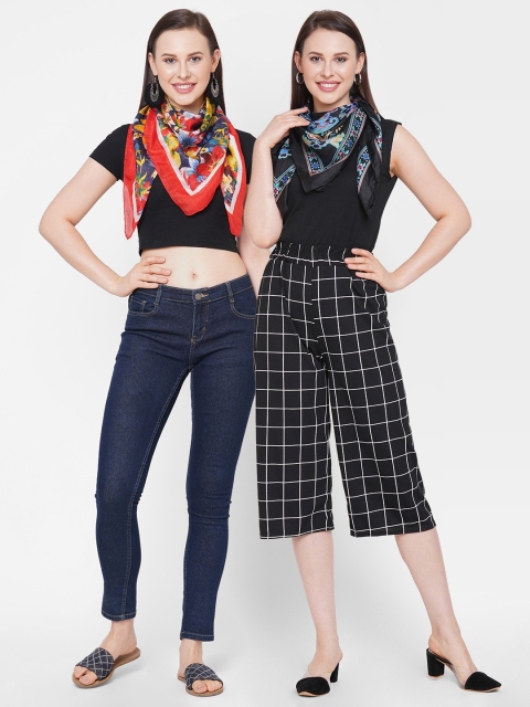 

Get Wrapped Pack of 2 Women Multicoloured Printed Silk Scarf, Multi