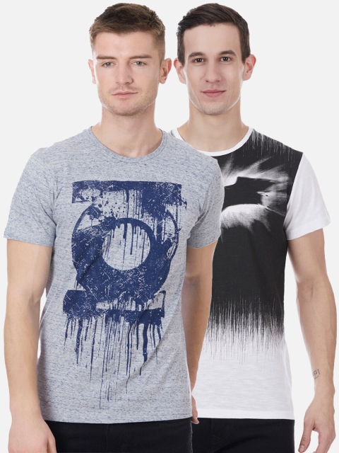 

Free Authority Men Pack of 2 Grey & White Green Lantern & Batman Printed T-shirts
