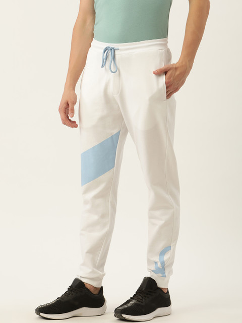 

United Colors of Benetton Men White Brand Logo Print Detail Joggers