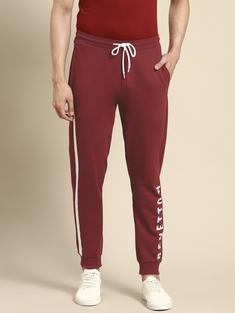

United Colors of Benetton Men Red Solid Pure Cotton Joggers