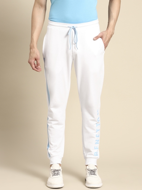 

United Colors of Benetton Men White Solid Pure Cotton Joggers