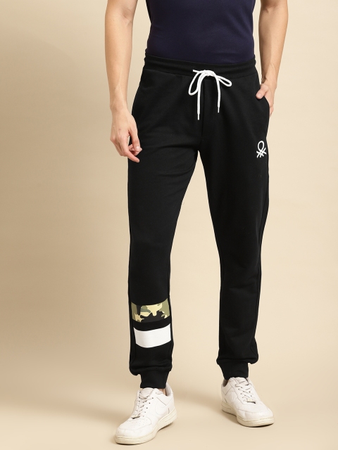 

United Colors of Benetton Men Black Solid Pure Cotton Joggers
