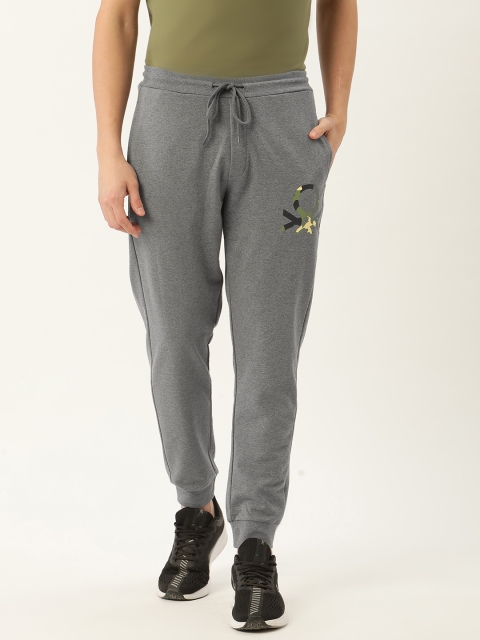 

United Colors of Benetton Men Grey Melange Brand Logo Print Detail Joggers