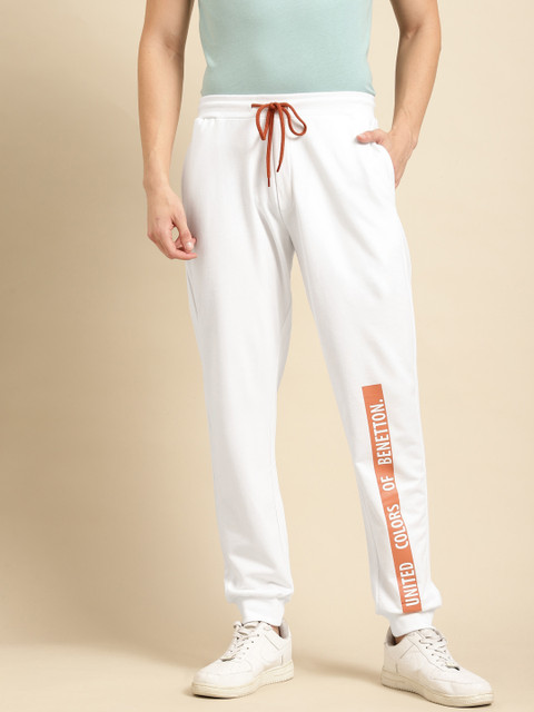 

United Colors of Benetton Women White Pure Cotton Brand Logo Detail Joggers