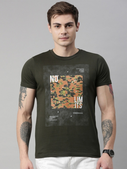 

QUANCIOUS Men Green Camo Printed Organic Cotton Round Neck Sustainable T-shirt