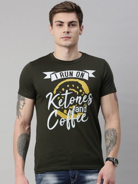 

QUANCIOUS Men Green Printed Organic Cotton Round Neck Sustainable T-shirt