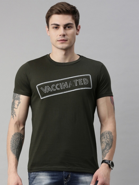 

QUANCIOUS Men Green Printed Organic Cotton Round Neck Sustainable T-shirt