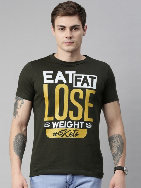 

QUANCIOUS Men Green Printed Organic Cotton Round Neck Sustainable T-shirt