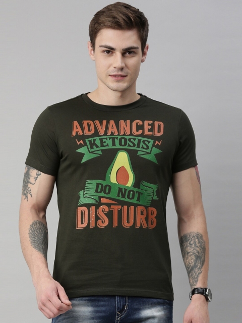 

QUANCIOUS Men Green Printed Organic Cotton Round Neck Sustainable T-shirt