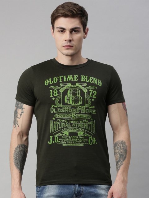 

QUANCIOUS Men Green Printed Organic Cotton Round Neck Sustainable T-shirt