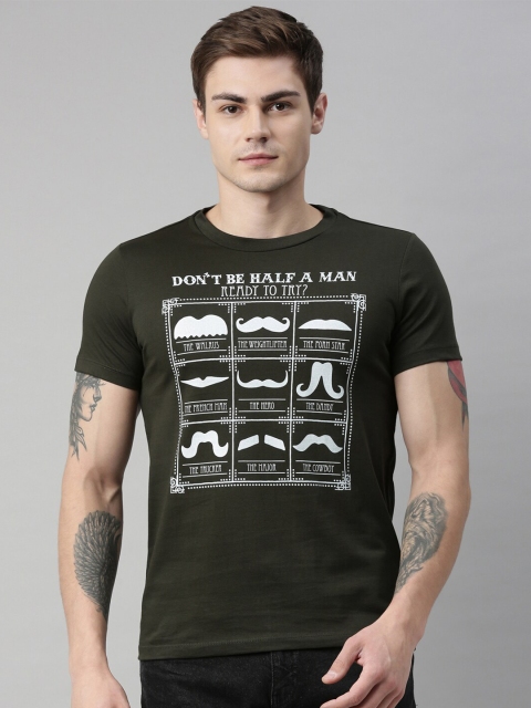 

QUANCIOUS Men Green Printed Round Neck Sustainable Organic Cotton T-shirt