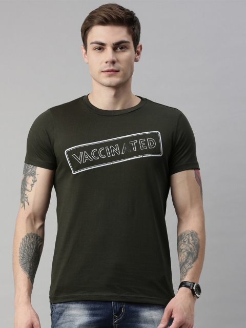 

QUANCIOUS Men Green Printed Organic Cotton Round Neck Sustainable T-shirt