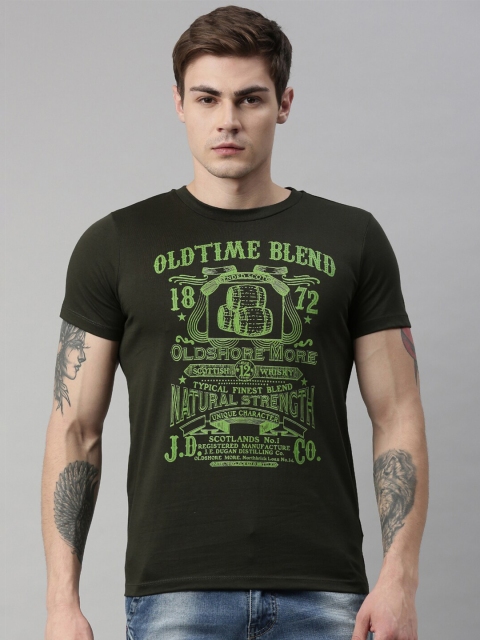 

QUANCIOUS Men Green Printed Round Neck Sustainable Organic Cotton T-shirt