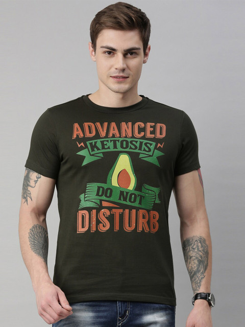 

QUANCIOUS Men Green Printed Organic Cotton Round Neck Sustainable T-shirt