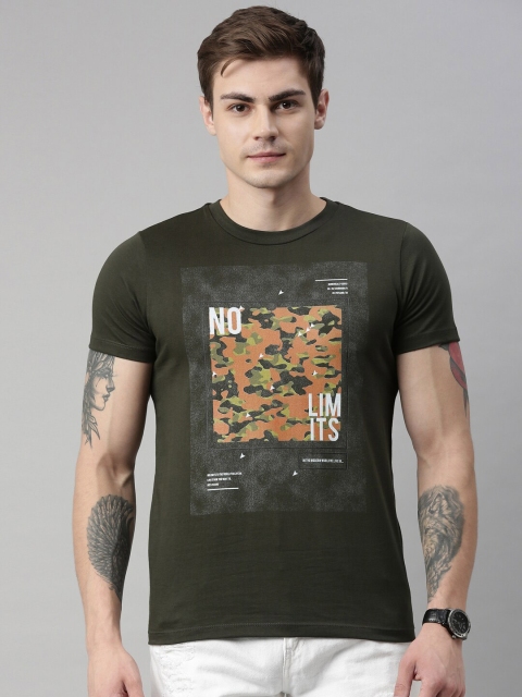 

QUANCIOUS Men Green Printed Round Neck Sustainable Organic Cotton T-shirt