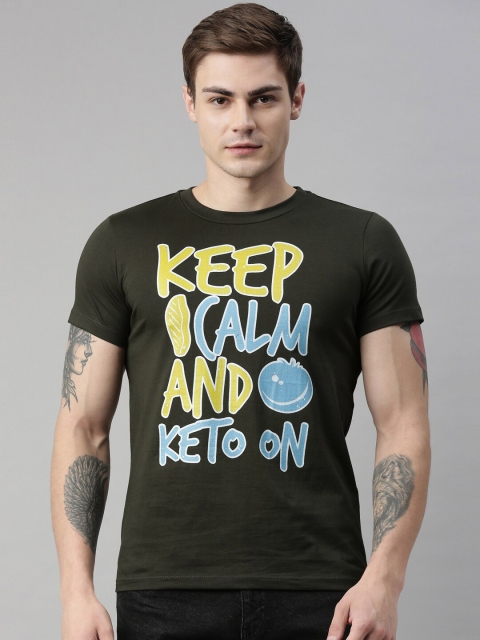 

QUANCIOUS Men Green Printed Round Neck Sustainable Organic Cotton T-shirt