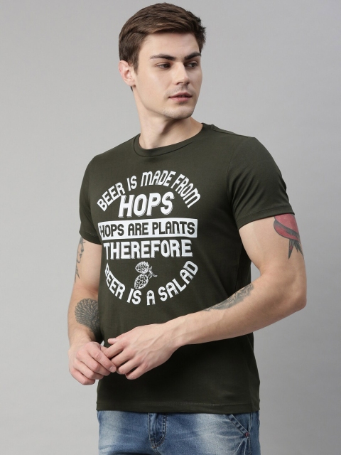 

QUANCIOUS Men Green Printed Round Neck Sustainable Organic Cotton T-shirt