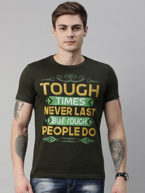 

QUANCIOUS Men Green Printed Round Neck Sustainable Organic Cotton T-shirt