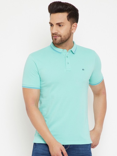 

Crimsoune Club Men Sea Green Solid Polo Collar T-shirt
