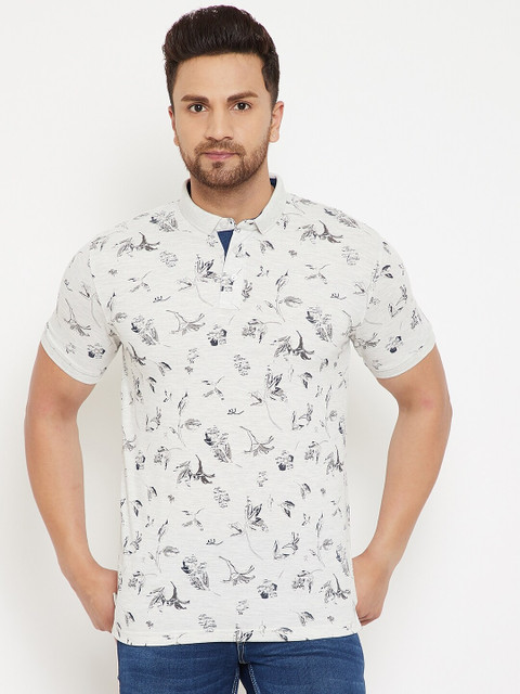 

Crimsoune Club Men Grey Printed Polo Collar T-shirt