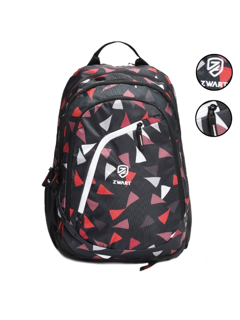 

Zwart Unisex Black & Red Geometric Backpacks