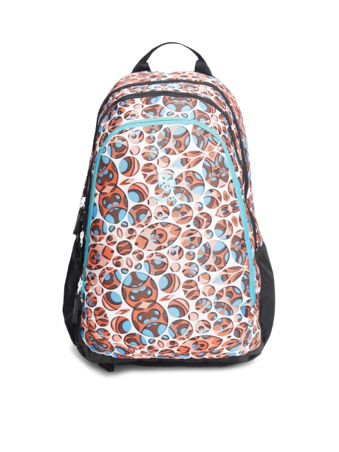 

Zwart Unisex White & Blue Graphic Backpacks with Compression Straps