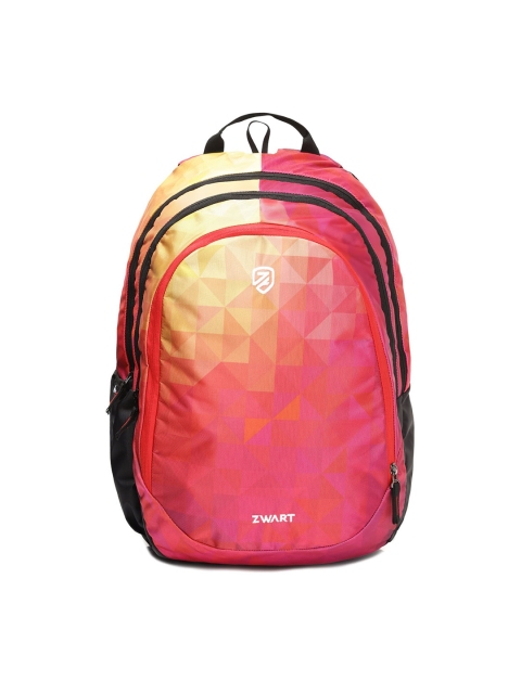 

Zwart Unisex Red & Pink Geometric Backpacks