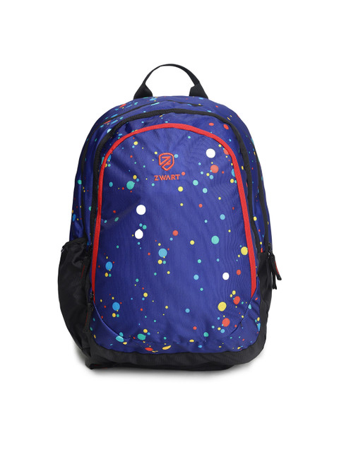 

Zwart Unisex Blue Printed Backpack