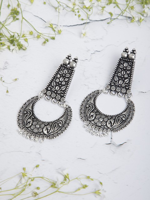 

INDYA Silver-Plated Oxidised Chandbalis