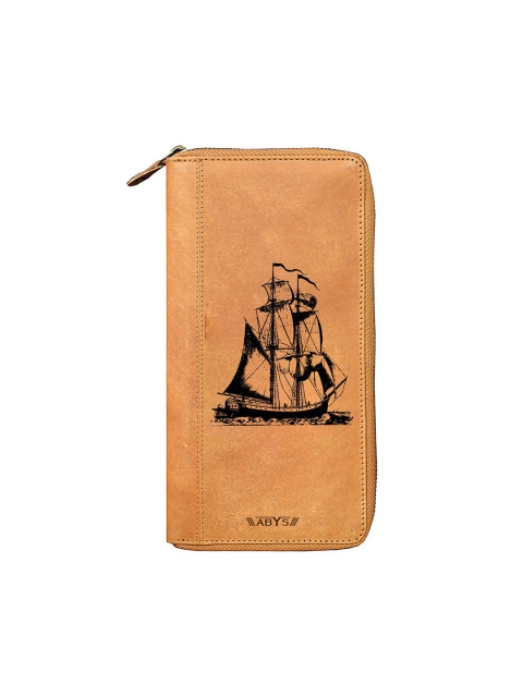 

ABYS Unisex Tan Brown Printed Leather Passport Holder