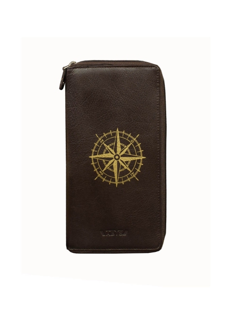 

ABYS Unisex Coffee Brown Printed Leather Passport Holder