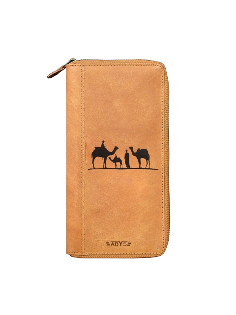 

ABYS Unisex Tan Brown & Black Printed Leather Passport Holder