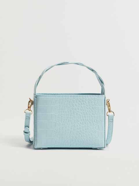 

MANGO Blue Croc Textured Satchel