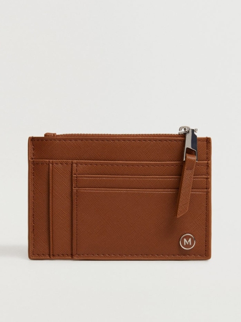 

MANGO Women Brown Saffiano Textured Card Holder