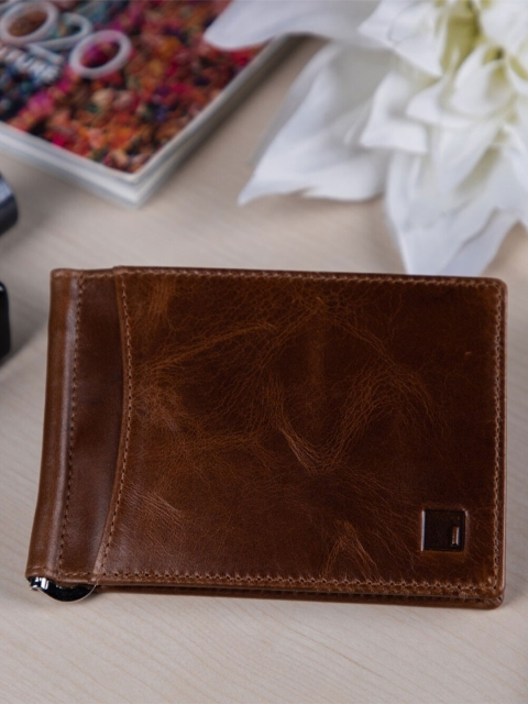 

Impulse Men Brown Solid Leather RFID Money Clip