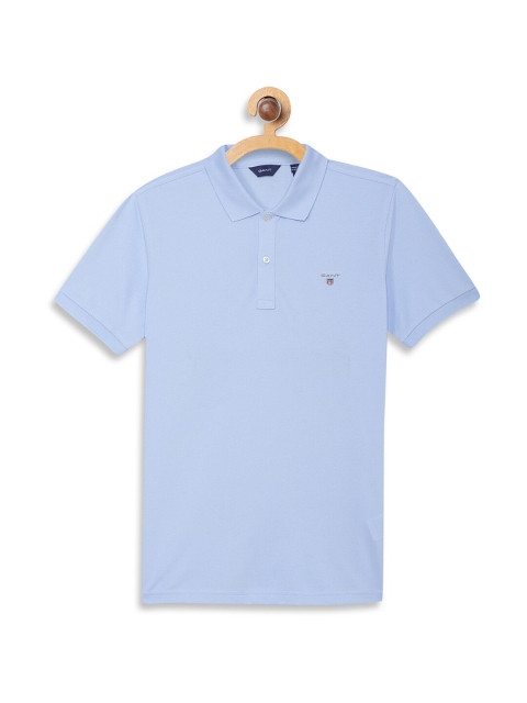 

GANT Boys Blue Solid Polo Collar T-shirt